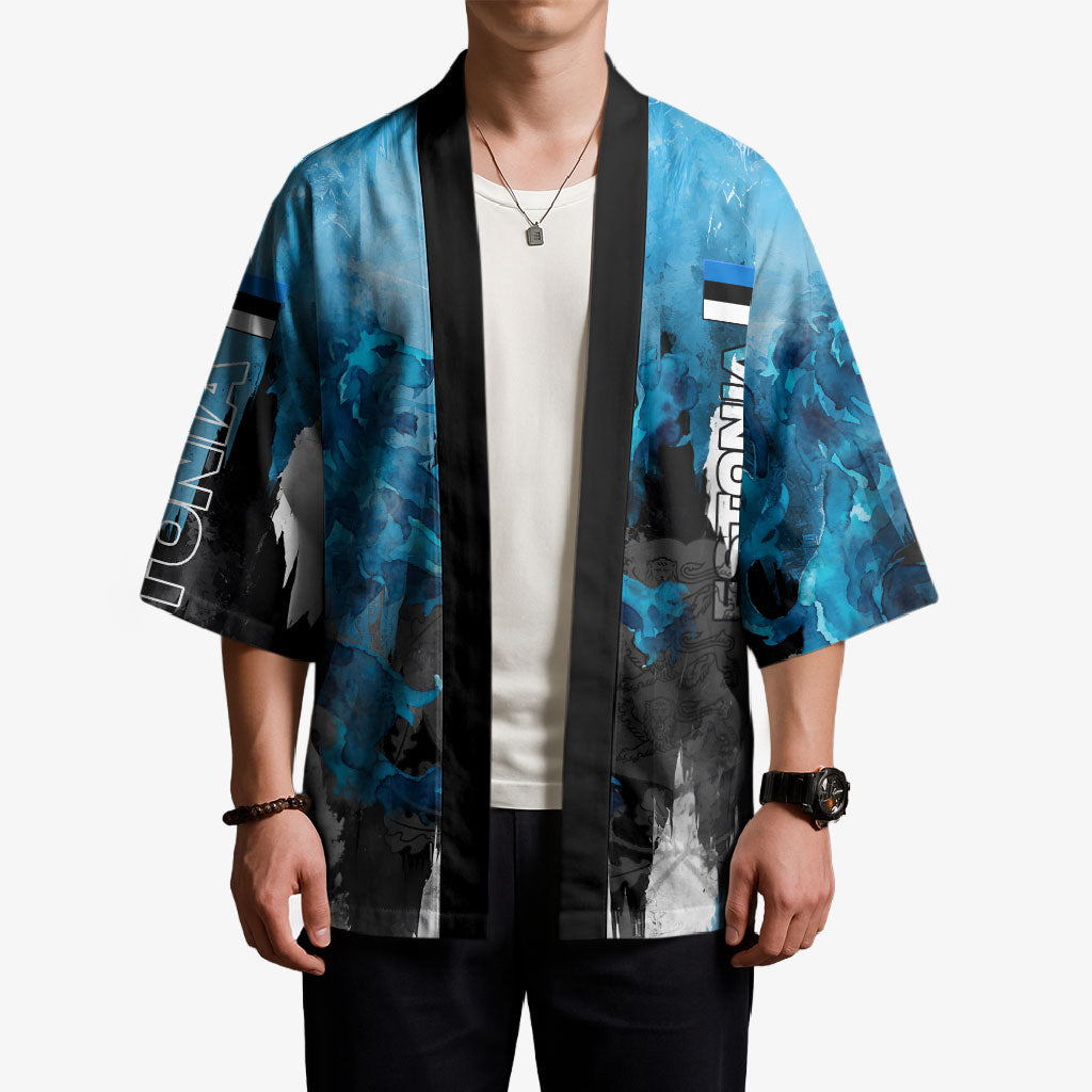 Estonia Elagu Eesti Lions Kimono Watercolor Splash Flag Heraldic