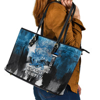 Estonia Elagu Eesti Lions Leather Tote Bag Watercolor Splash Flag Heraldic
