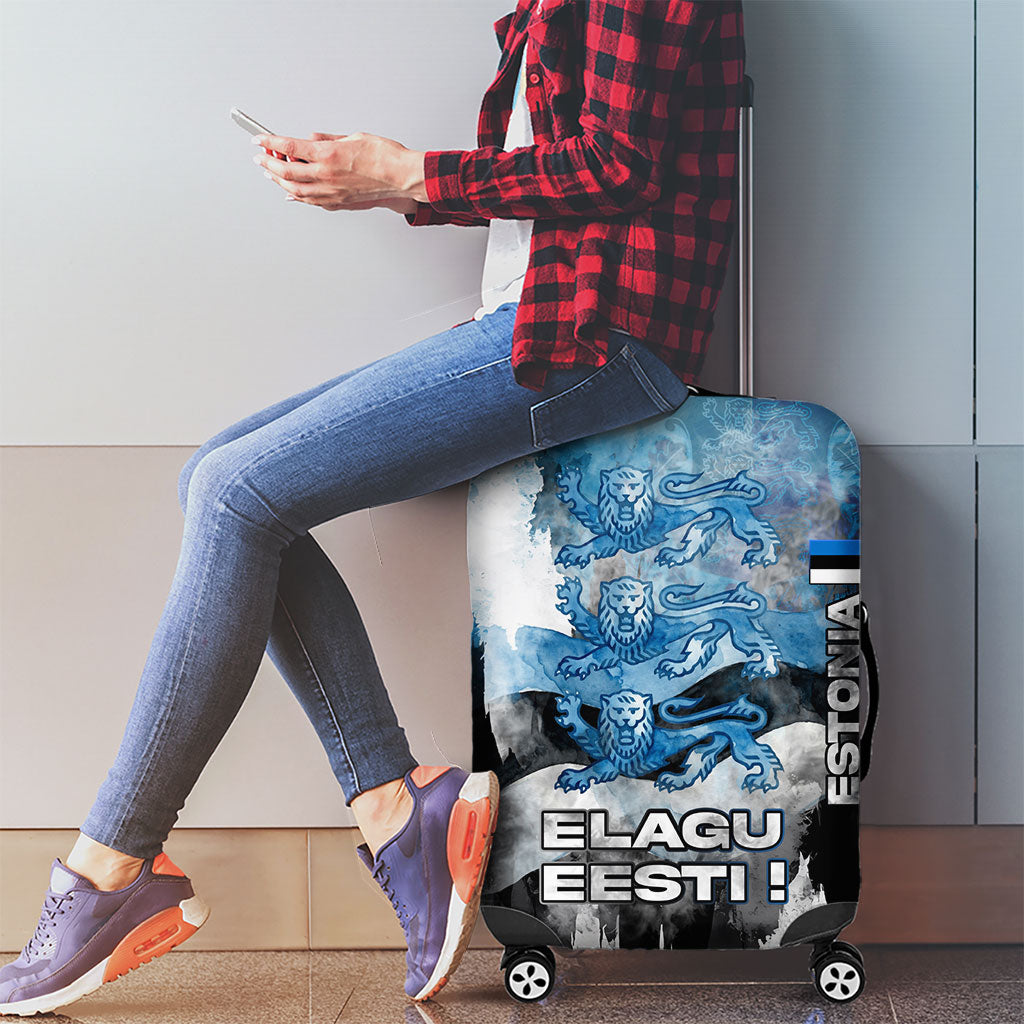Estonia Elagu Eesti Lions Luggage Cover Watercolor Splash Flag Heraldic