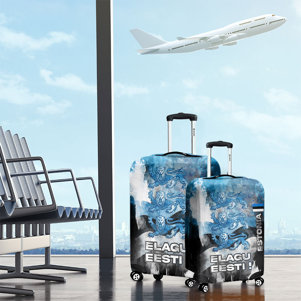 Estonia Elagu Eesti Lions Luggage Cover Watercolor Splash Flag Heraldic