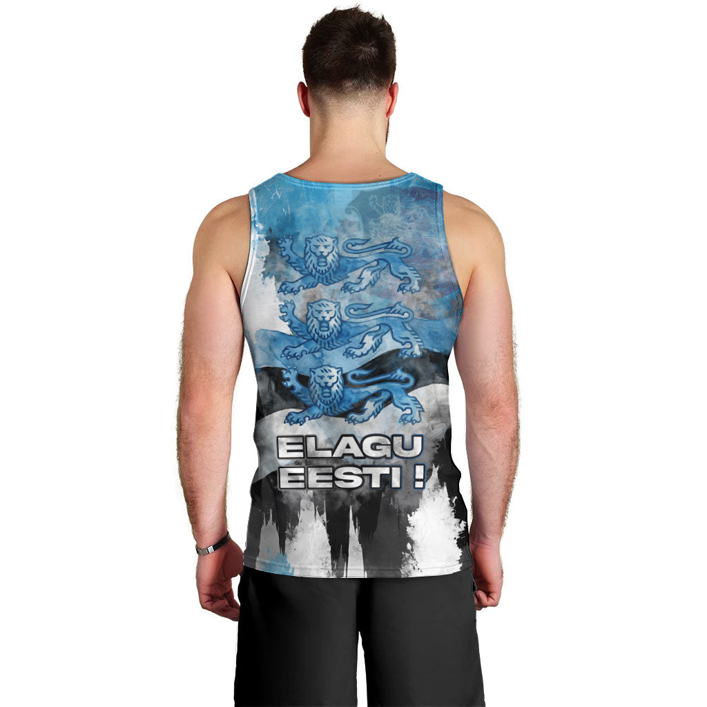 Estonia Elagu Eesti Lions Men Tank Top Watercolor Splash Flag Heraldic