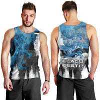 Estonia Elagu Eesti Lions Men Tank Top Watercolor Splash Flag Heraldic
