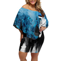 Estonia Elagu Eesti Lions Off Shoulder Short Dress Watercolor Splash Flag Heraldic