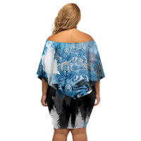 Estonia Elagu Eesti Lions Off Shoulder Short Dress Watercolor Splash Flag Heraldic