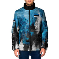 Estonia Elagu Eesti Lions Padded Jacket Watercolor Splash Flag Heraldic