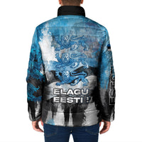 Estonia Elagu Eesti Lions Padded Jacket Watercolor Splash Flag Heraldic