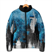 Estonia Elagu Eesti Lions Padded Jacket Watercolor Splash Flag Heraldic
