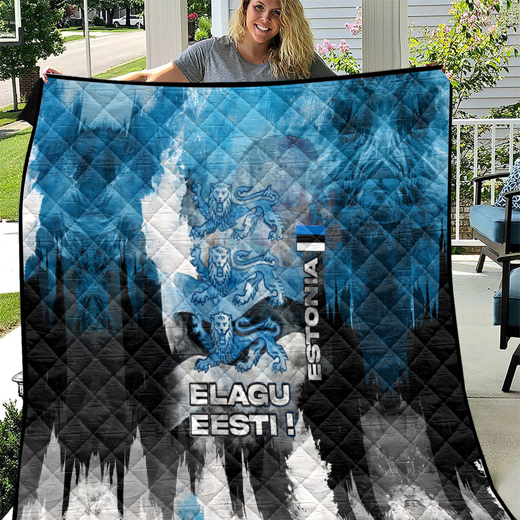 Estonia Elagu Eesti Lions Quilt Watercolor Splash Flag Heraldic