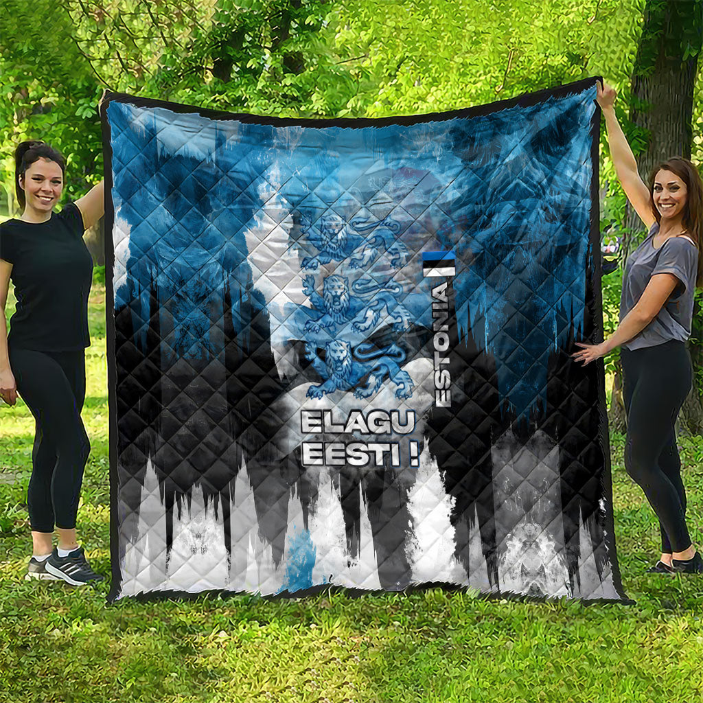 Estonia Elagu Eesti Lions Quilt Watercolor Splash Flag Heraldic