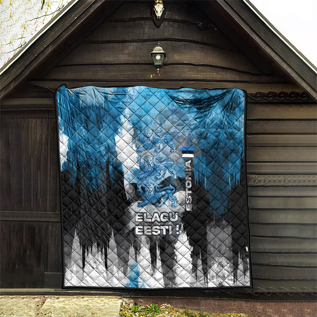 Estonia Elagu Eesti Lions Quilt Watercolor Splash Flag Heraldic