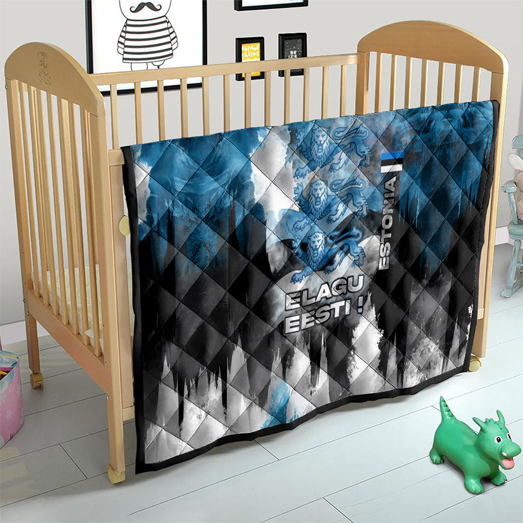 Estonia Elagu Eesti Lions Quilt Watercolor Splash Flag Heraldic