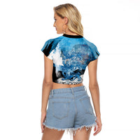 Estonia Elagu Eesti Lions Raglan Cropped T Shirt Watercolor Splash Flag Heraldic