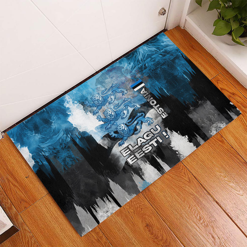 Estonia Elagu Eesti Lions Rubber Doormat Watercolor Splash Flag Heraldic