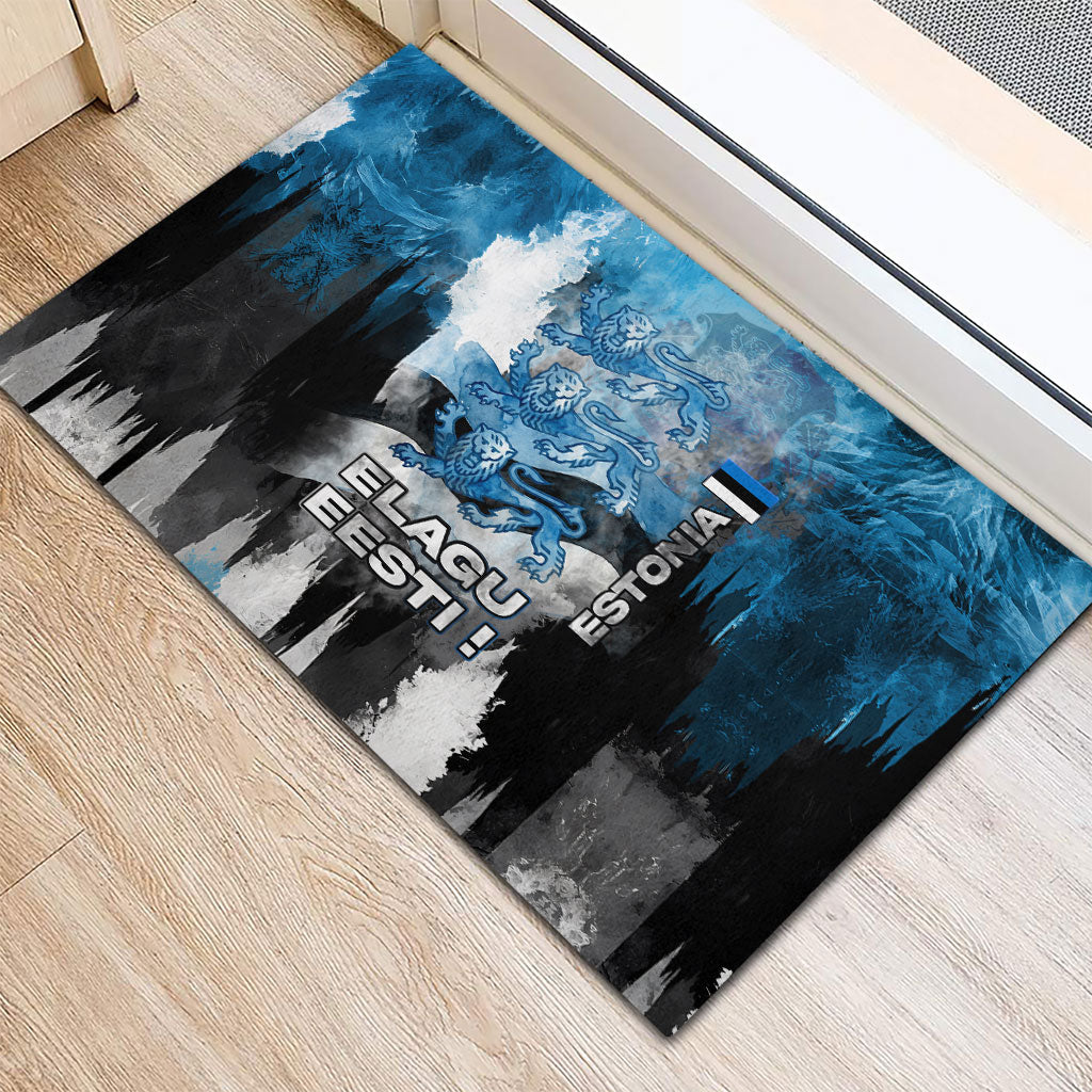 Estonia Elagu Eesti Lions Rubber Doormat Watercolor Splash Flag Heraldic