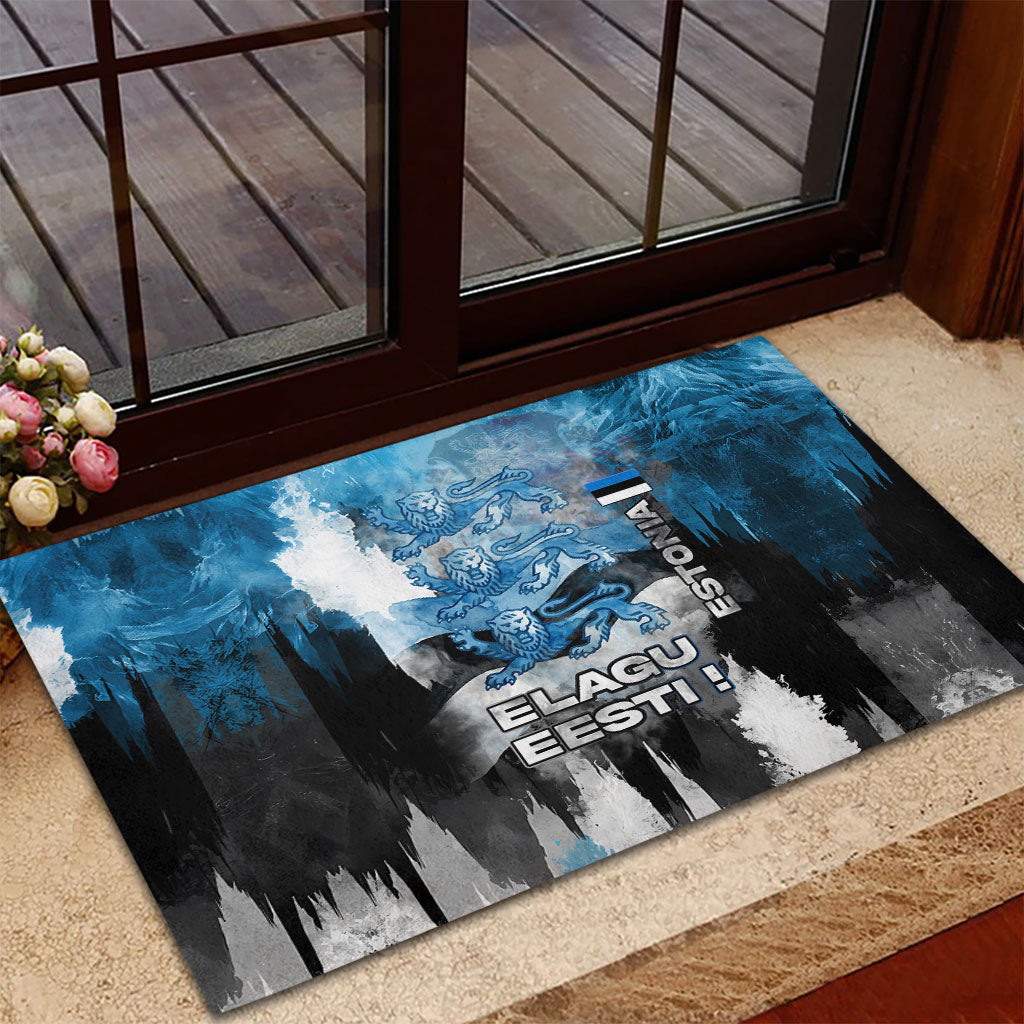 Estonia Elagu Eesti Lions Rubber Doormat Watercolor Splash Flag Heraldic