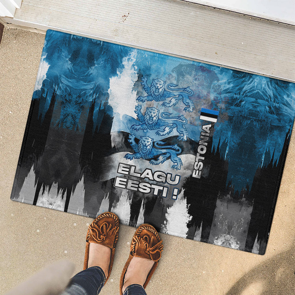 Estonia Elagu Eesti Lions Rubber Doormat Watercolor Splash Flag Heraldic