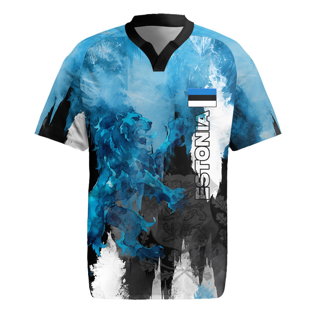 Estonia Elagu Eesti Lions Rugby Jersey Watercolor Splash Flag Heraldic