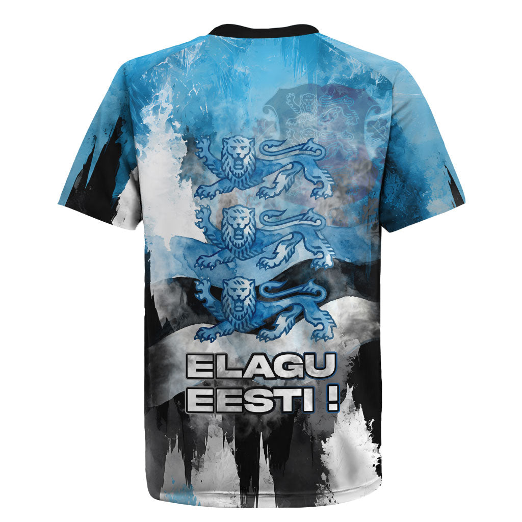 Estonia Elagu Eesti Lions Rugby Jersey Watercolor Splash Flag Heraldic