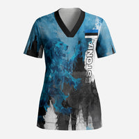 Estonia Elagu Eesti Lions Scrub Top Watercolor Splash Flag Heraldic