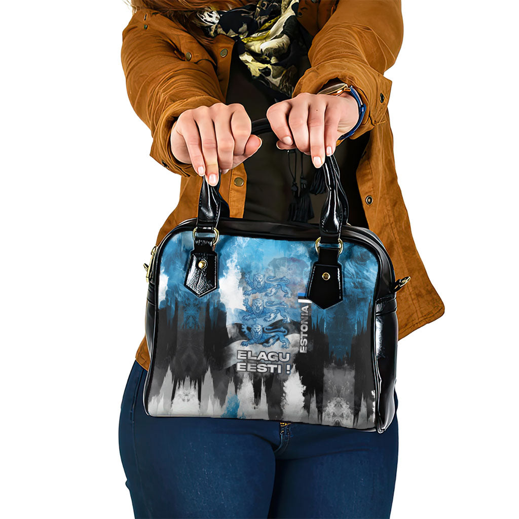 Estonia Elagu Eesti Lions Shoulder Handbag Watercolor Splash Flag Heraldic