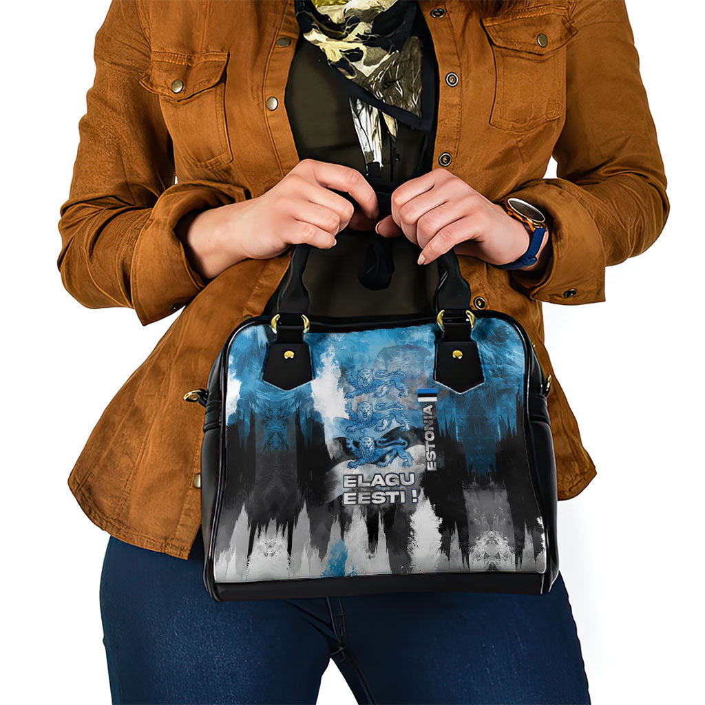 Estonia Elagu Eesti Lions Shoulder Handbag Watercolor Splash Flag Heraldic