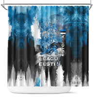 Estonia Elagu Eesti Lions Shower Curtain Watercolor Splash Flag Heraldic