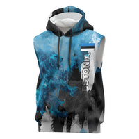 Estonia Elagu Eesti Lions Sleeveless Hoodie Watercolor Splash Flag Heraldic