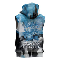 Estonia Elagu Eesti Lions Sleeveless Hoodie Watercolor Splash Flag Heraldic