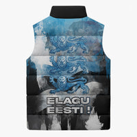 Estonia Elagu Eesti Lions Sleeveless Puffer Jacket Watercolor Splash Flag Heraldic