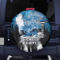 Estonia Elagu Eesti Lions Spare Tire Cover Watercolor Splash Flag Heraldic