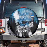 Estonia Elagu Eesti Lions Spare Tire Cover Watercolor Splash Flag Heraldic