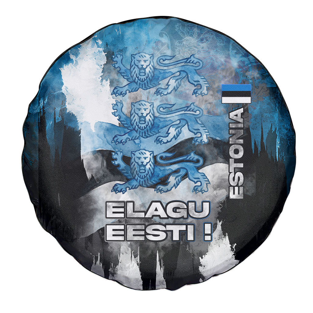 Estonia Elagu Eesti Lions Spare Tire Cover Watercolor Splash Flag Heraldic
