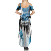 Estonia Elagu Eesti Lions Summer Maxi Dress Watercolor Splash Flag Heraldic