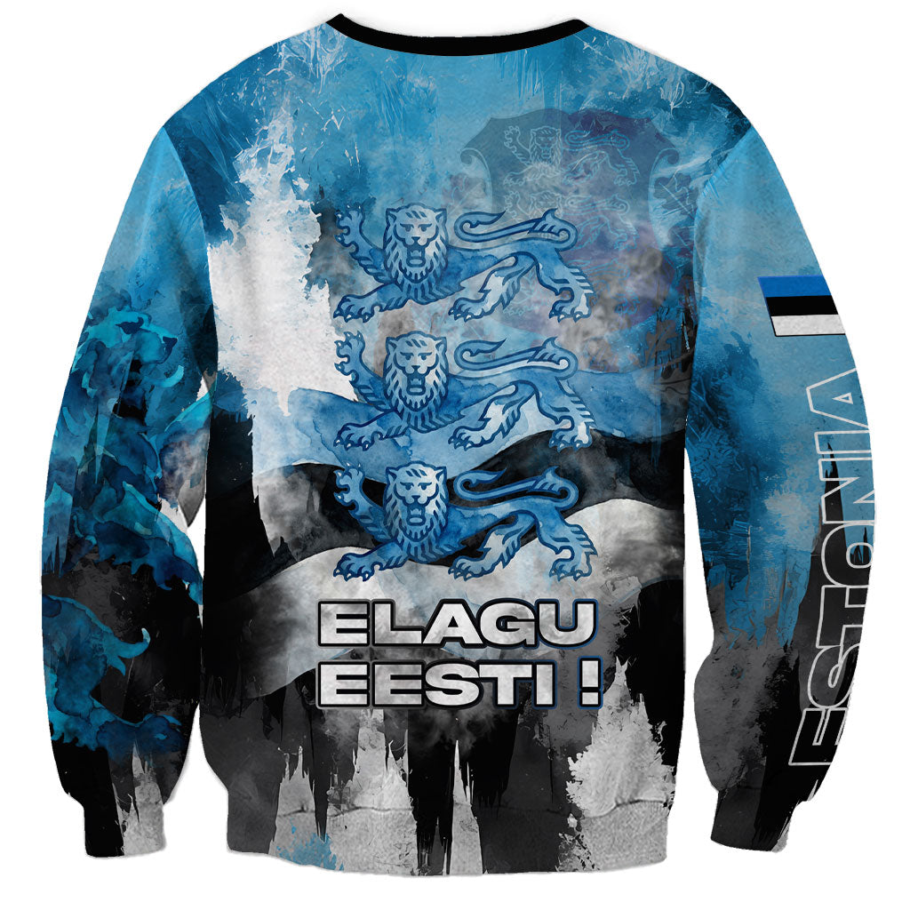 Estonia Elagu Eesti Lions Sweatshirt Watercolor Splash Flag Heraldic