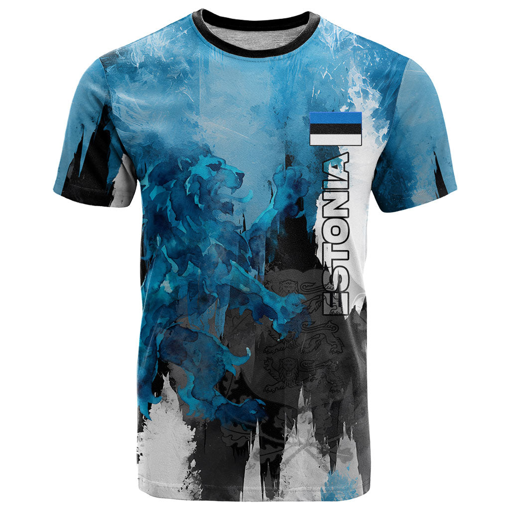 Estonia Elagu Eesti Lions T Shirt Watercolor Splash Flag Heraldic
