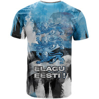 Estonia Elagu Eesti Lions T Shirt Watercolor Splash Flag Heraldic