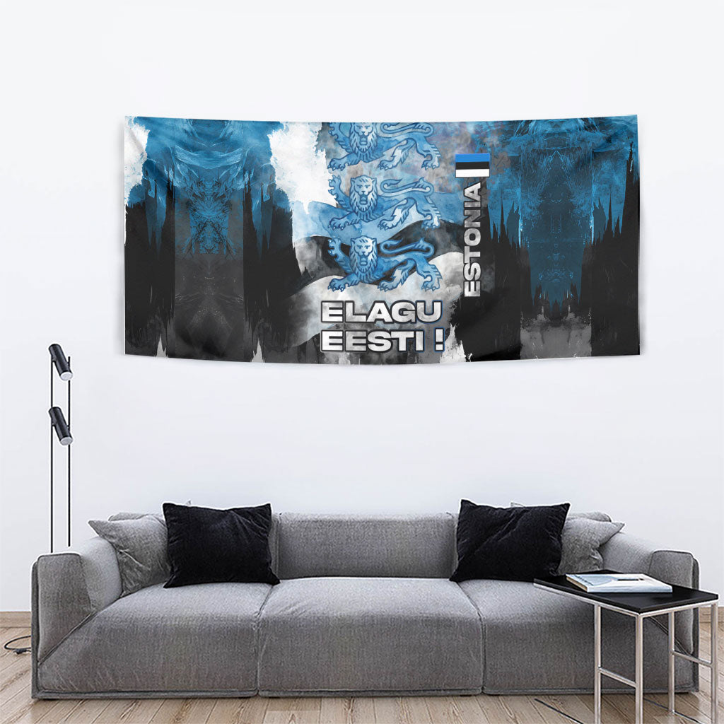 Estonia Elagu Eesti Lions Tapestry Watercolor Splash Flag Heraldic