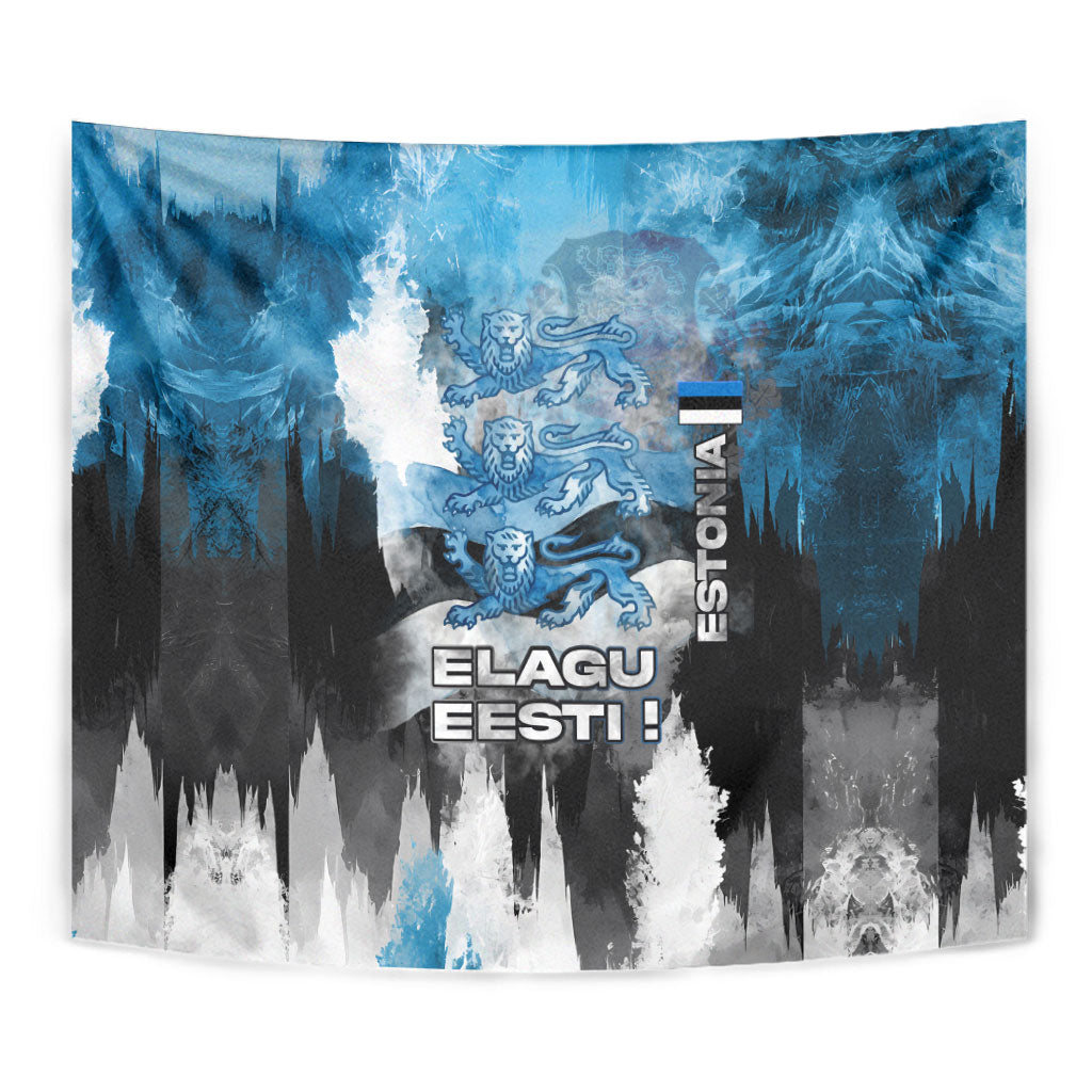 Estonia Elagu Eesti Lions Tapestry Watercolor Splash Flag Heraldic