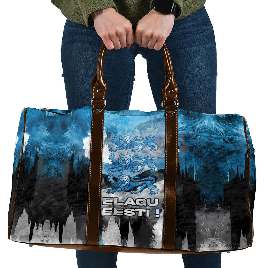 Estonia Elagu Eesti Lions Travel Bag Watercolor Splash Flag Heraldic