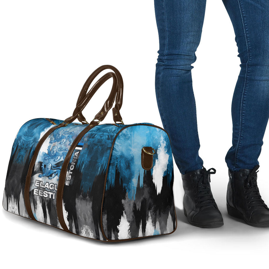 Estonia Elagu Eesti Lions Travel Bag Watercolor Splash Flag Heraldic