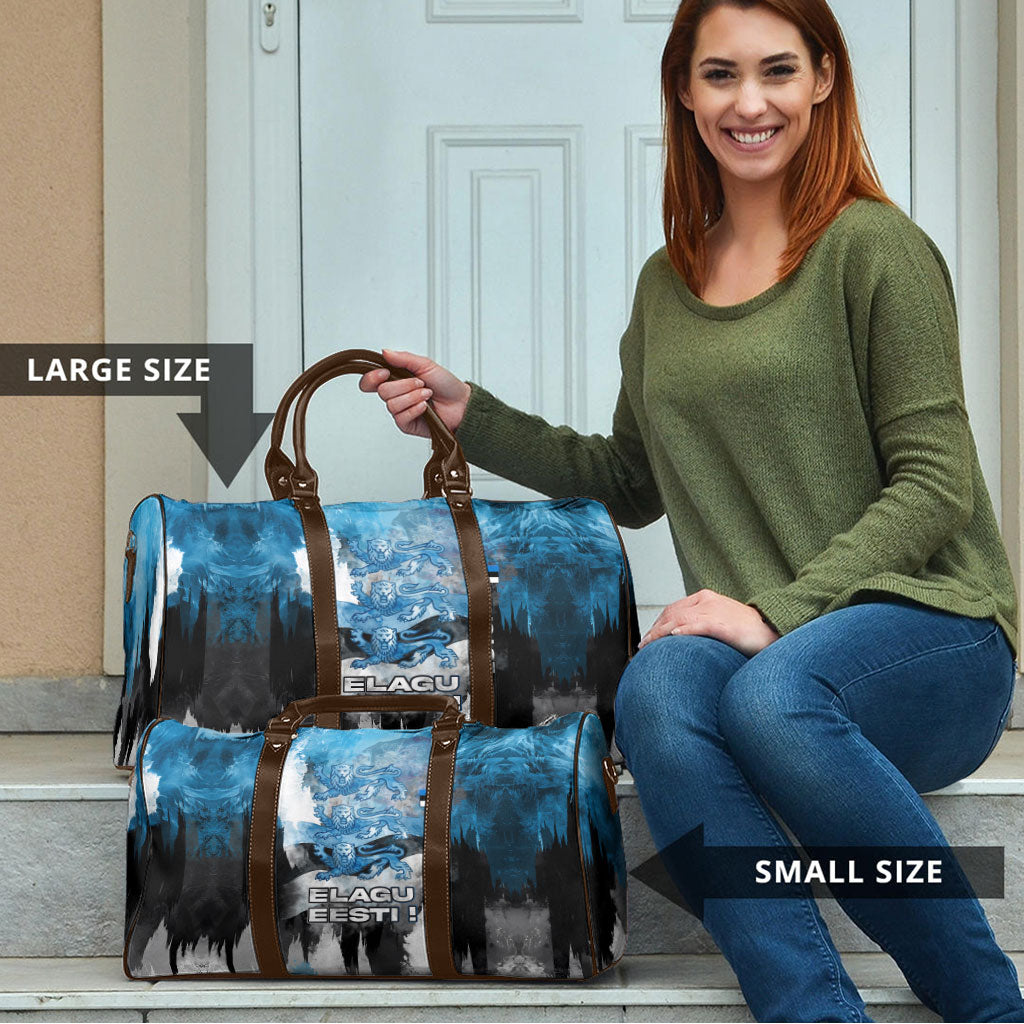 Estonia Elagu Eesti Lions Travel Bag Watercolor Splash Flag Heraldic