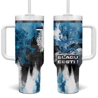 Estonia Elagu Eesti Lions Tumbler With Handle Watercolor Splash Flag Heraldic