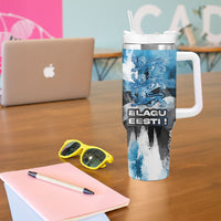 Estonia Elagu Eesti Lions Tumbler With Handle Watercolor Splash Flag Heraldic