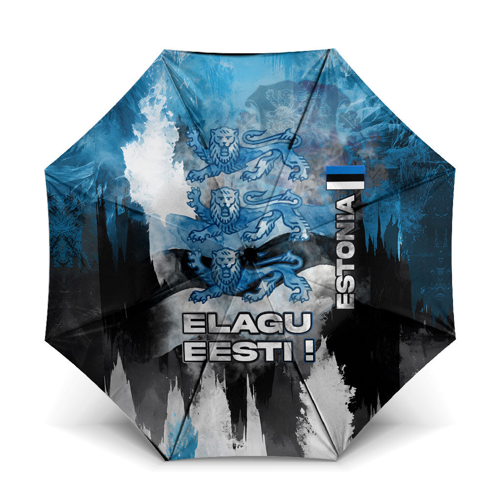 Estonia Elagu Eesti Lions Umbrella Watercolor Splash Flag Heraldic