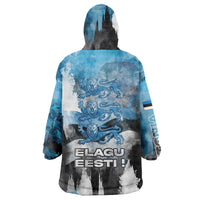 Estonia Elagu Eesti Lions Wearable Blanket Hoodie Watercolor Splash Flag Heraldic