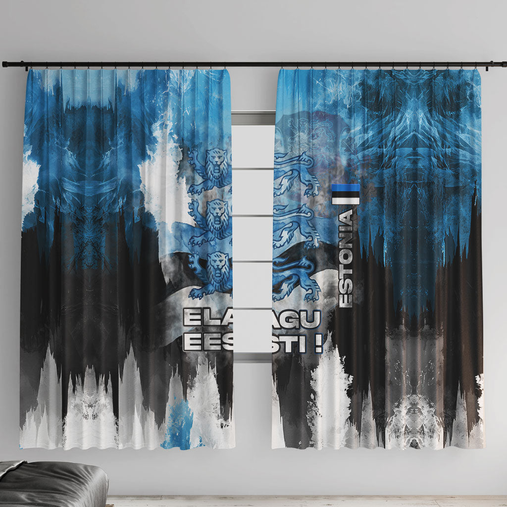 Estonia Elagu Eesti Lions Window Curtain Watercolor Splash Flag Heraldic
