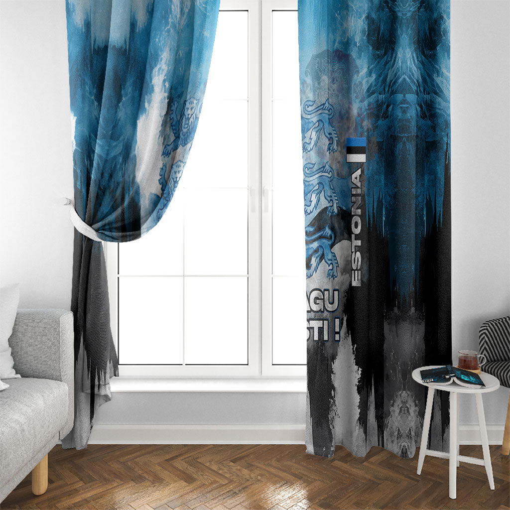 Estonia Elagu Eesti Lions Window Curtain Watercolor Splash Flag Heraldic