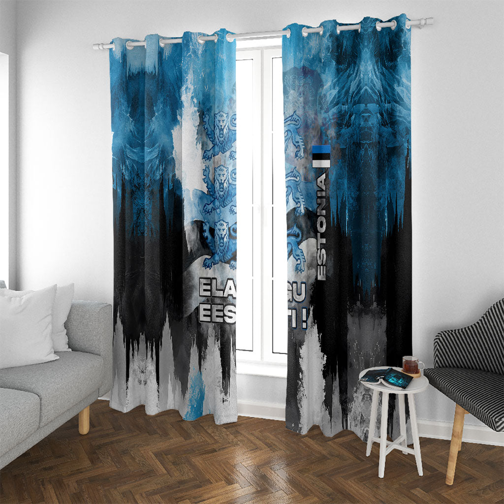 Estonia Elagu Eesti Lions Window Curtain Watercolor Splash Flag Heraldic