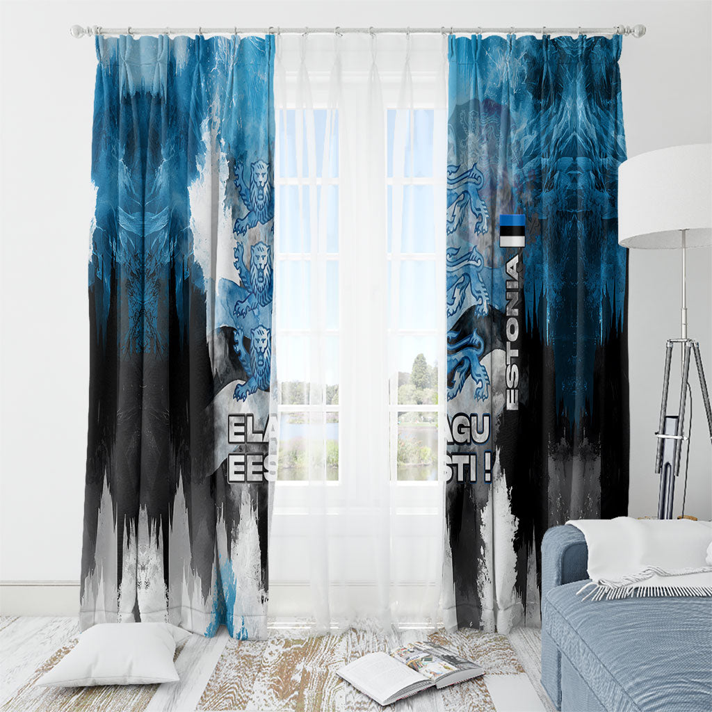 Estonia Elagu Eesti Lions Window Curtain Watercolor Splash Flag Heraldic