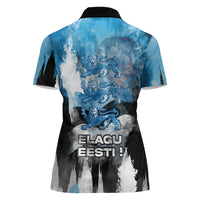 Estonia Elagu Eesti Lions Women Polo Shirt Watercolor Splash Flag Heraldic